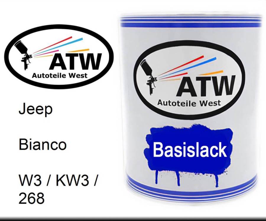 Jeep, Bianco, W3 / KW3 / 268: 1L Lackdose, von ATW Autoteile West.